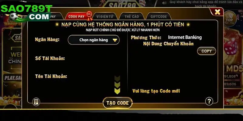 Thông tin nạp tiền phải chính chủ và đầy đủ theo yêu cầu Thông tin nạp tiền phải chính chủ và đầy đủ theo yêu cầu